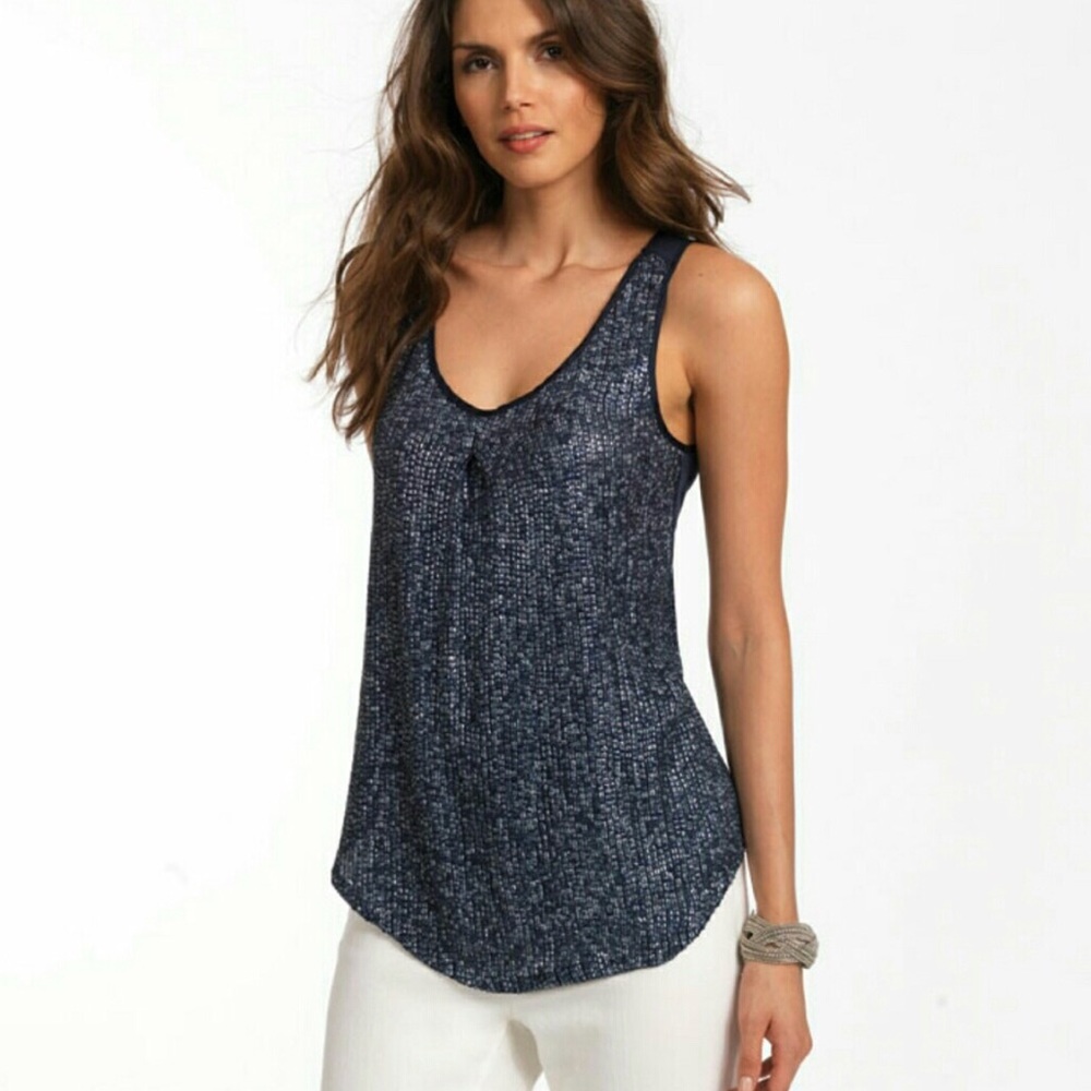 Ecru intermix navy sequin top.